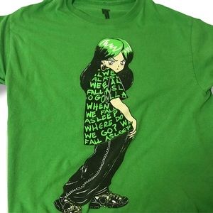 WOMANS BILLIE EILLISH NEON GREEN ANIME CUTE T-SHIRT SIZE MEDIUM